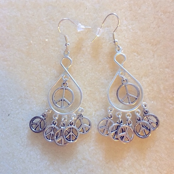 Artisan Crafted Sterling Silver Peace Sign Earrings - Picture 1 of 3